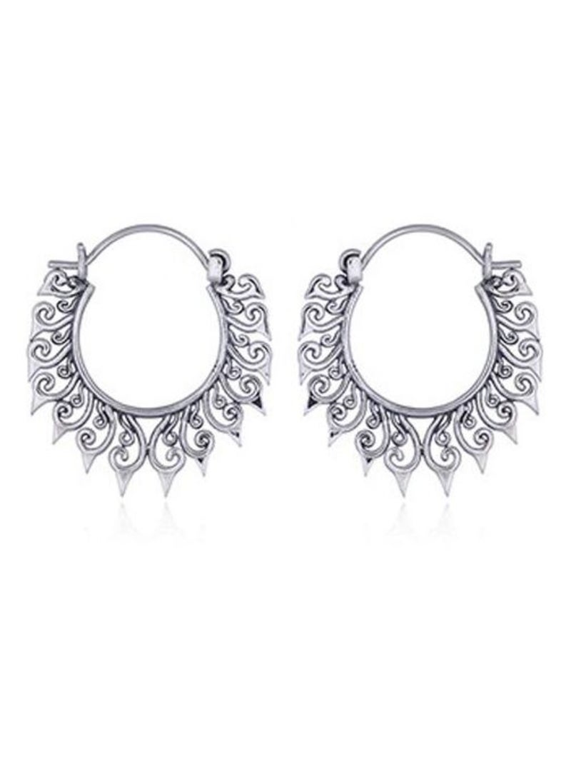 Boucles d'oreilles créoles motif géométrique Argenté - Kiabi