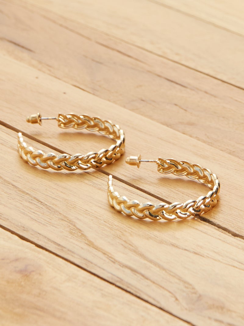 Boucles d'oreilles créoles tressées Doré - Kiabi