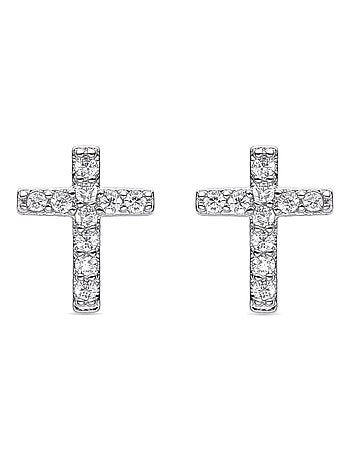 Boucles d'oreilles Croix Luxenter rhodiées