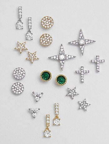 Boucles d'oreilles Croix Luxenter rhodiées
