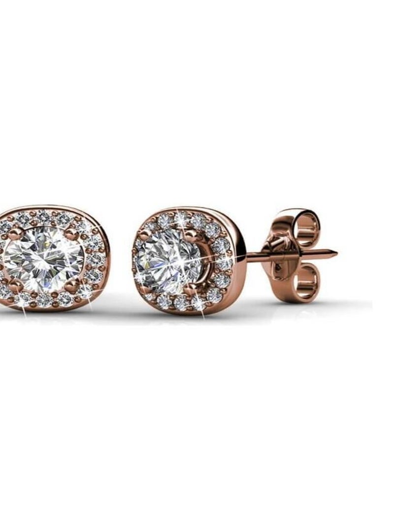 Boucles d'oreilles Cushy - Or Rosé et Cristal Transparent - Kiabi