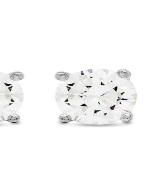 Boucles d'oreilles, de base en argent 925 et zircon brillant rhodié - Kiabi