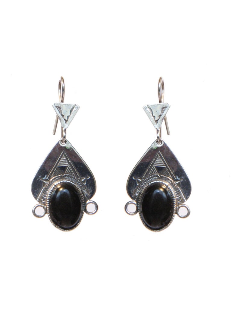boucles d'oreilles déesse touareg argent et  onyx Argenté - Kiabi