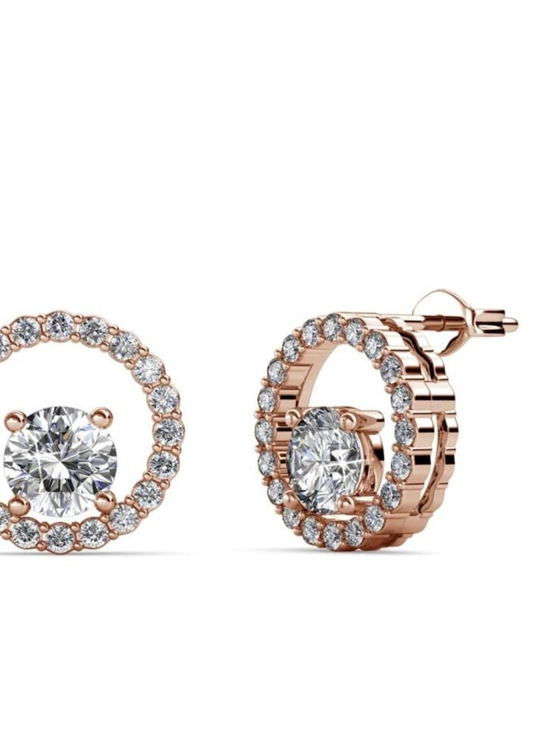 Boucles d'oreilles Desiree - Or Rosé et cristal Transparent - Kiabi