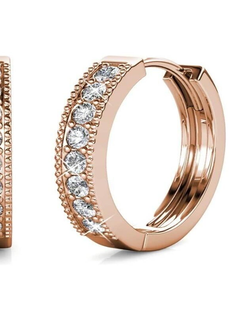 Boucles d'oreilles Eclat - Or Rosé et Cristal Transparent - Kiabi