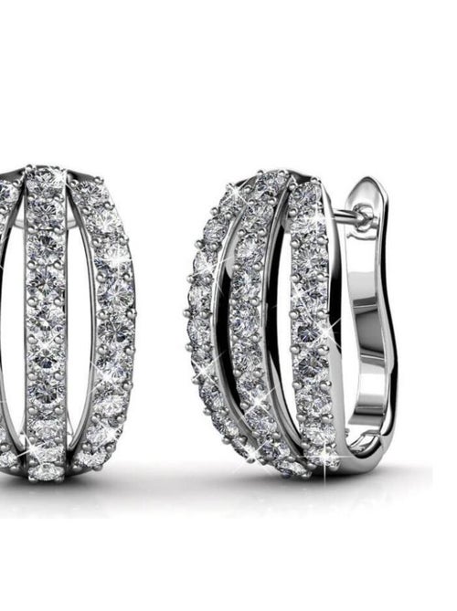Boucles d'oreilles Elegant - Argenté et Cristal - Kiabi