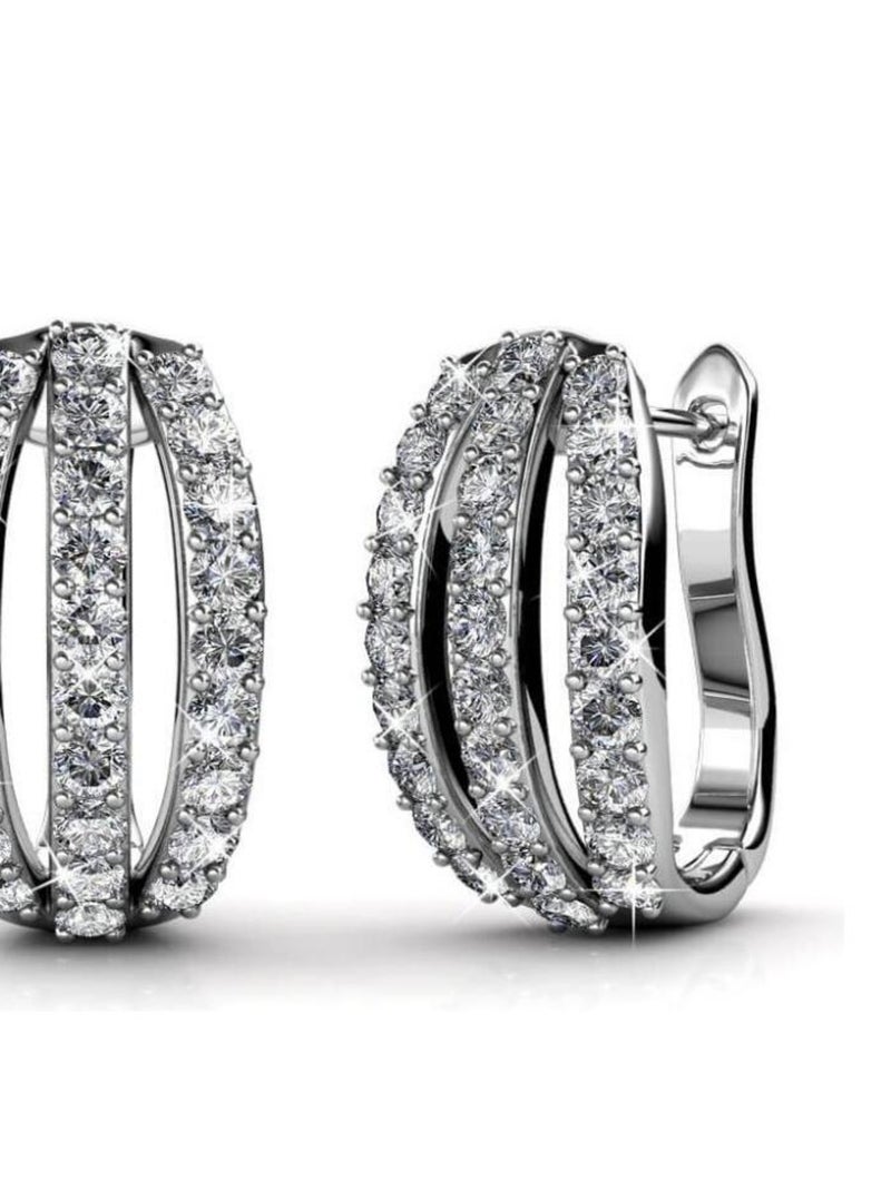 Boucles d'oreilles Elegant - Argenté et Cristal Argent - Kiabi