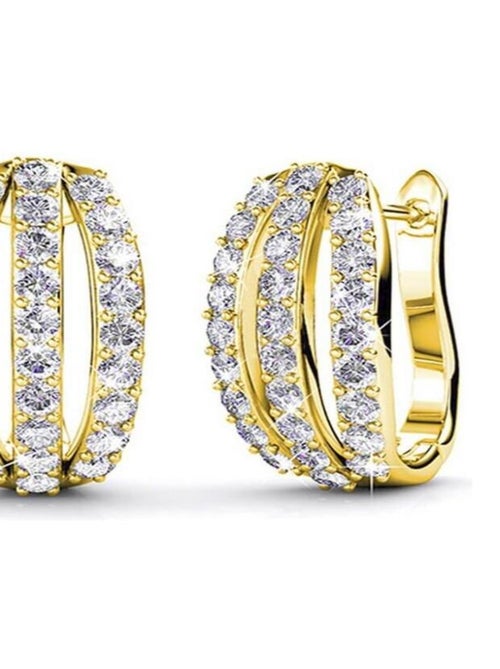 Boucles d'oreilles Elegant - Doré et Cristal - Kiabi