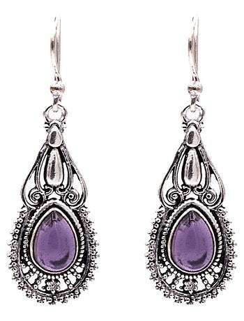 Boucles d'oreilles en améthyste et laiton argenté