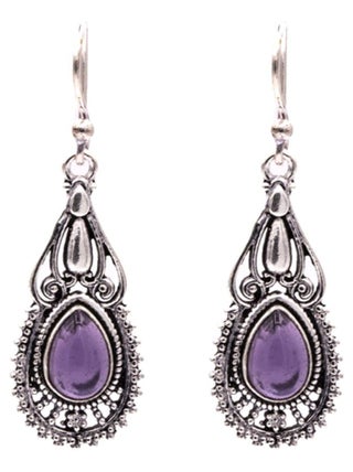 Boucles d'oreilles en améthyste et laiton argenté