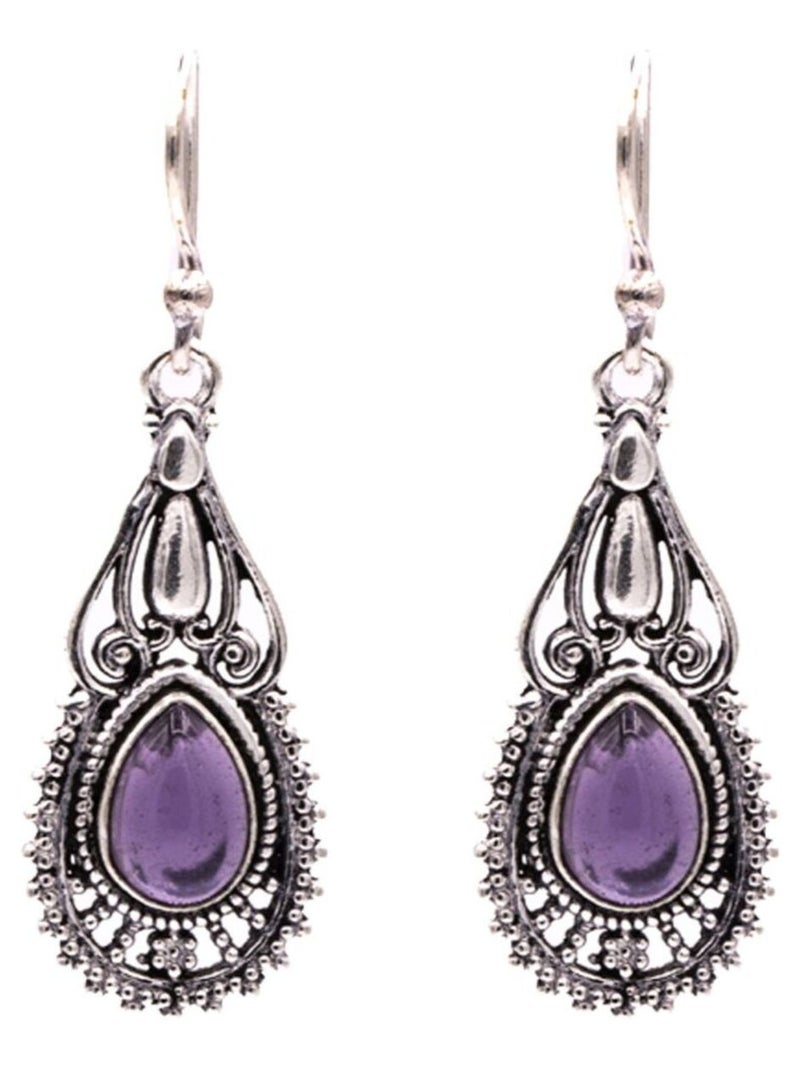 Boucles d'oreilles en améthyste et laiton argenté Argent - Kiabi