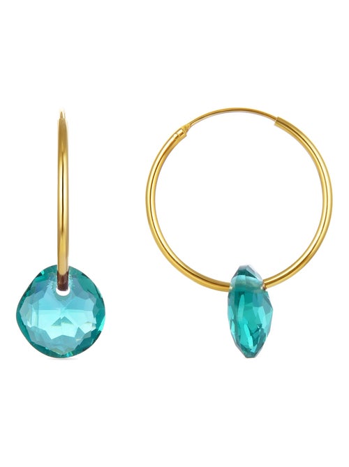Boucles d'oreilles en argent 925  avec quartz hydrothermal vert et or jaune 18 carats - Vanshy - Kiabi