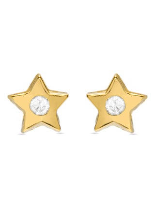 Boucles d'oreilles  en argent 925 avec zircon brillant et finition en or jaune 18K - Little Star
