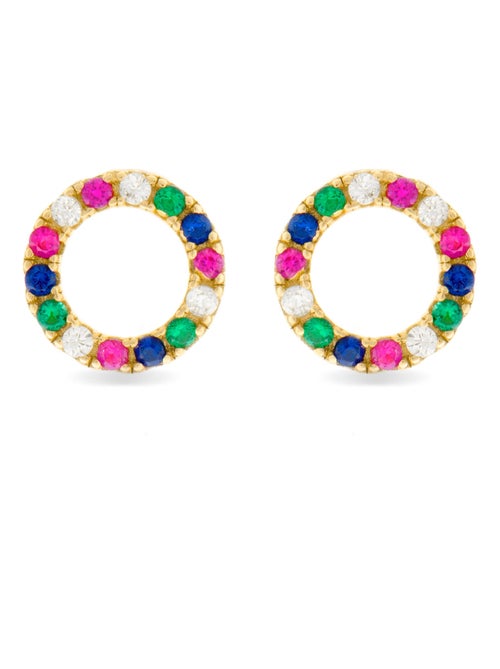 Boucles d'oreilles  en argent 925 avec zircon multicolore et finition en or jaune 18K - Machi - Kiabi