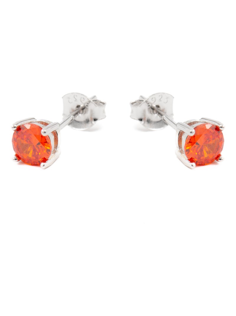 Boucles d'oreilles en argent 925 avec zircon orange plaqué Rhodium - Iona Orange - Kiabi