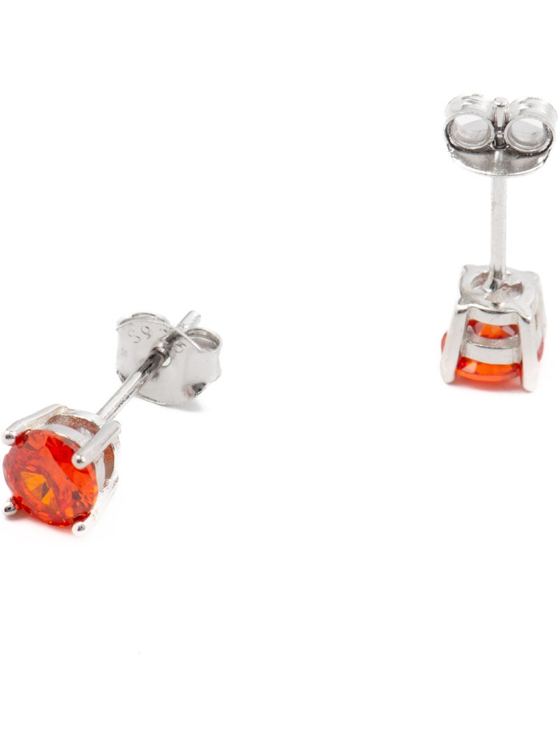 Boucles d'oreilles en argent 925 avec zircon orange plaqué Rhodium - Iona Orange - Kiabi
