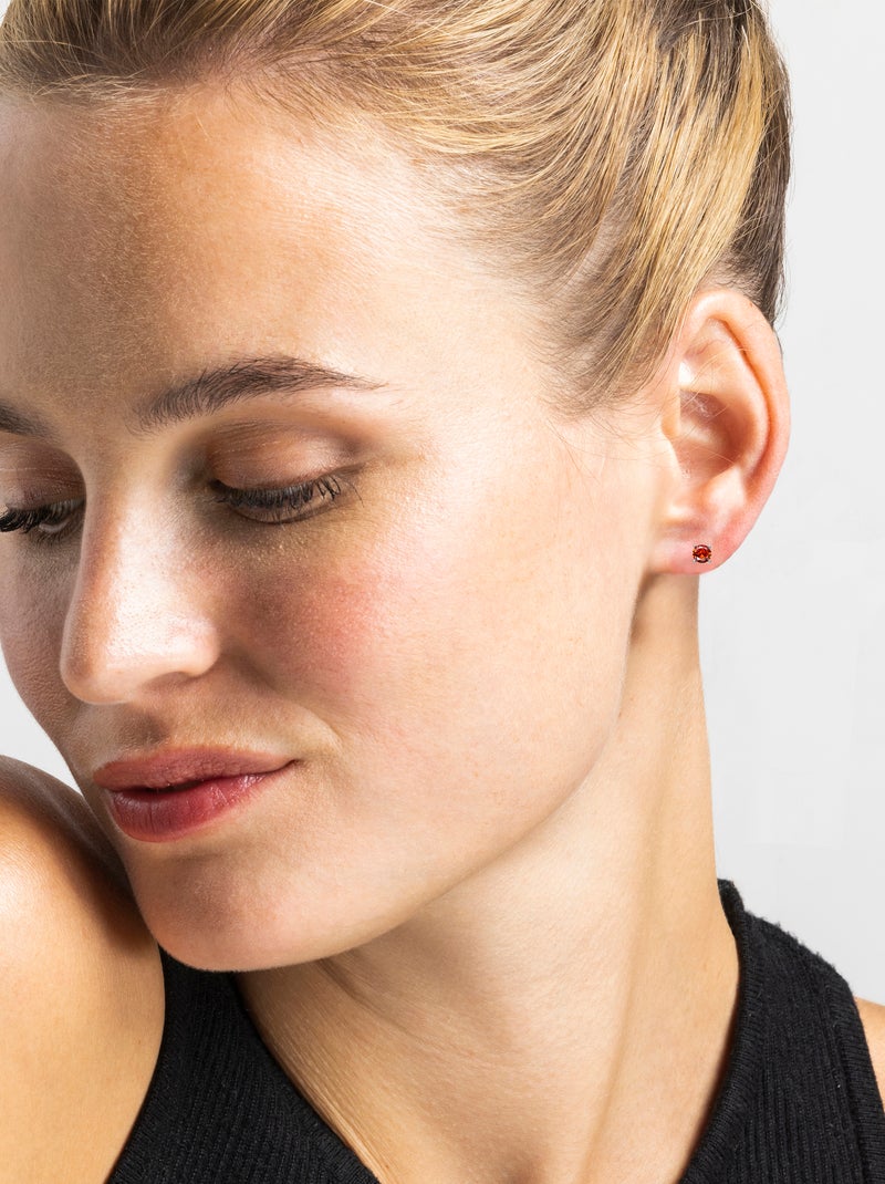 Boucles d'oreilles en argent 925 avec zircon orange plaqué Rhodium - Iona Orange - Kiabi