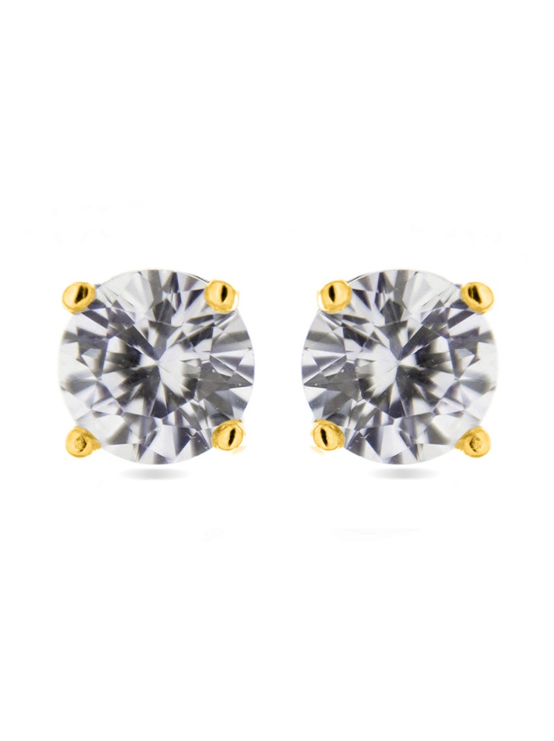 Boucles d'oreilles  en argent 925 avec zirconium brillant et finition en or jaune 18 carats - Basic Argent - Kiabi