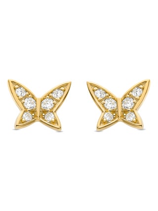 Boucles d'oreilles  en argent 925 avec zirconium brillant et finition en or jaune 18K - Papillon
