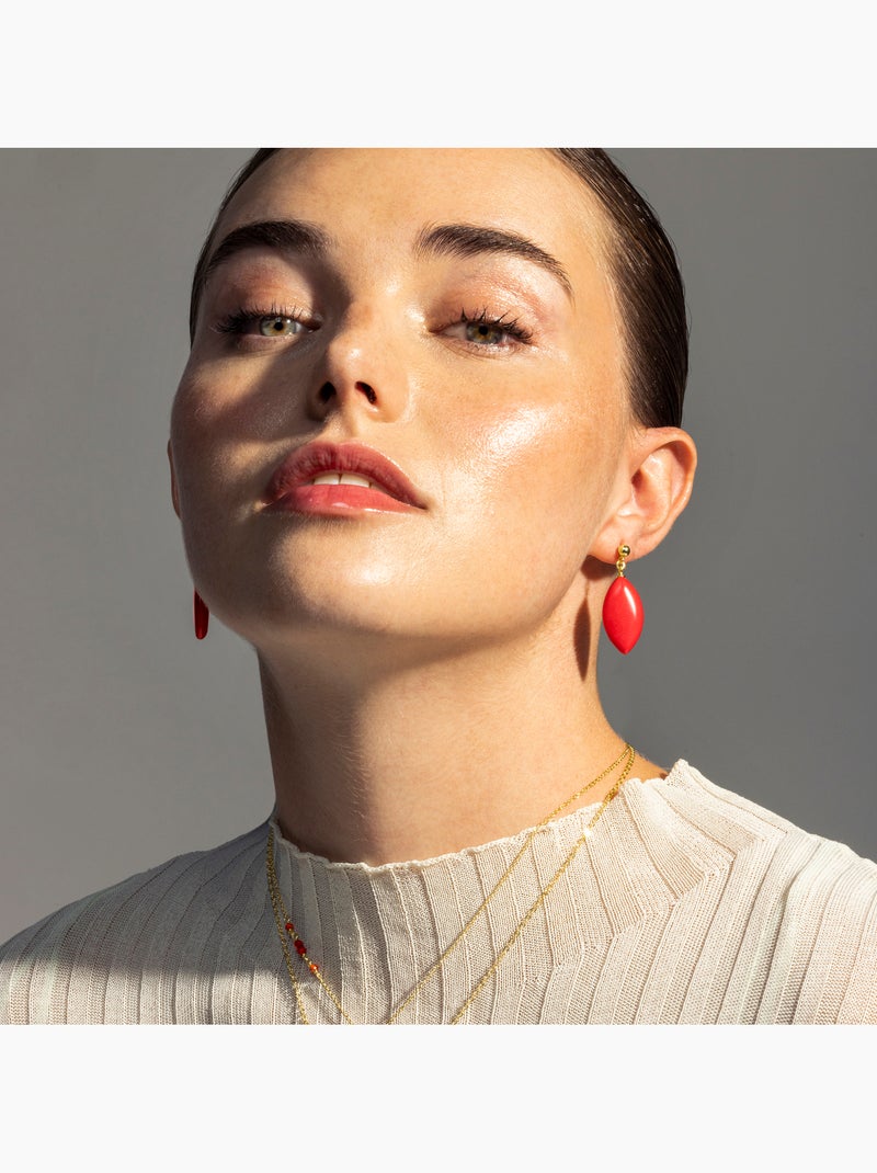 Boucles d'oreilles en argent 925 de Luxenter Ayom Rouge - Kiabi