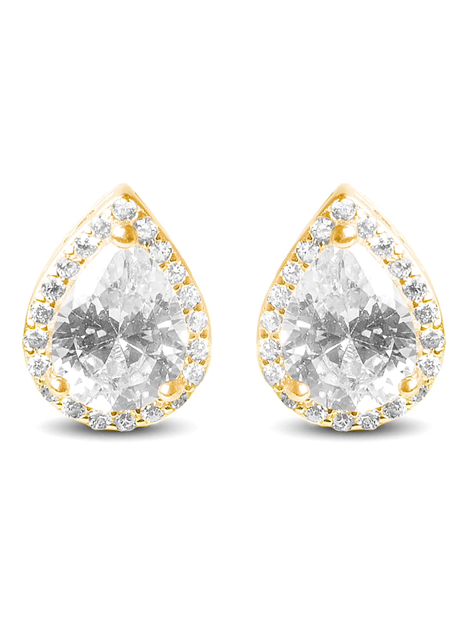 Boucles D'oreilles Argent 925 Plaqué Or - Zircone Cubique, Hypoallergénique, Boîte Cadeau, Pour Femme - 9