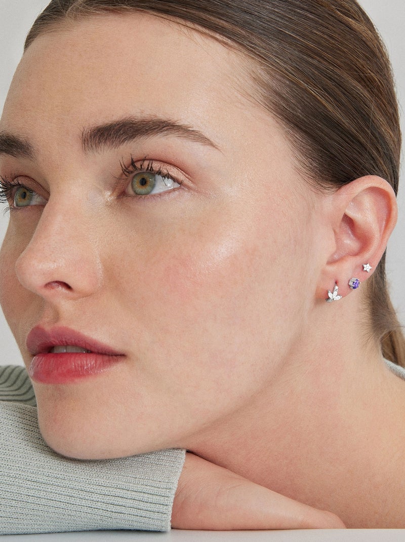 Boucles d'oreilles en argent 925 de Luxenter Yedia Violet - Kiabi