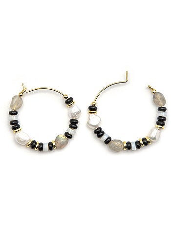 Boucles d'oreilles en Argent 925 et Onyx 18k - Nanys