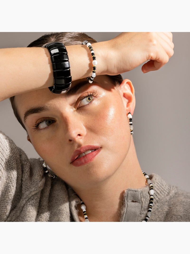 Boucles d'oreilles en Argent 925 et Onyx 18k - Nanys Noir - Kiabi