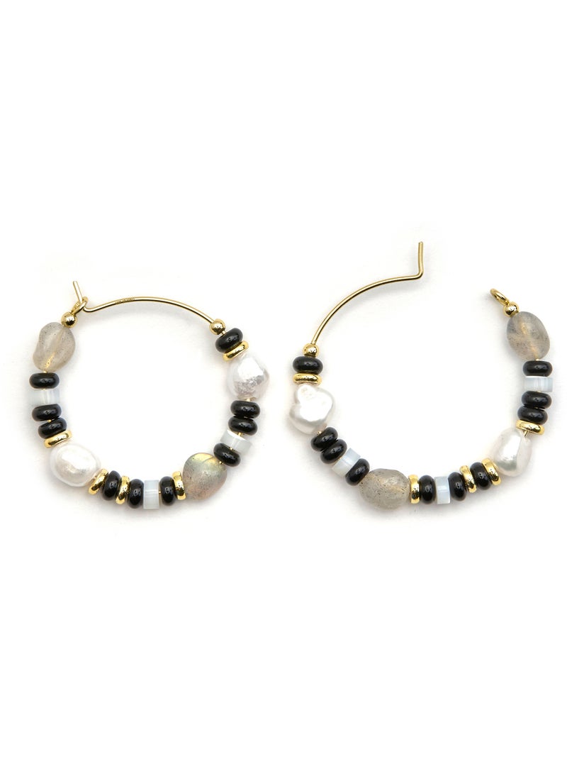 Boucles d'oreilles en Argent 925 et Onyx 18k - Nanys Noir - Kiabi