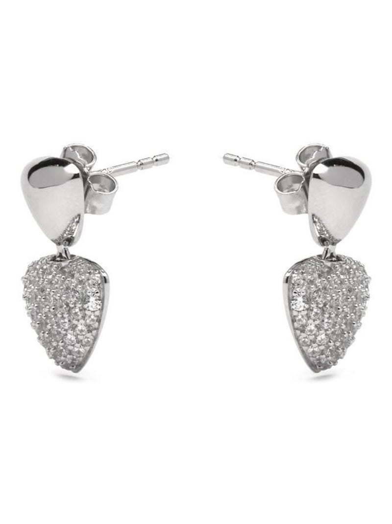 Boucles d'oreilles en Argent 925 et zircon cubique rhodié - Haju Blanc - Kiabi