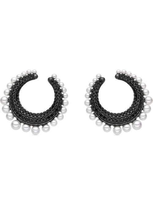 Boucles d'oreilles en argent 925 et zirconium onyx plaqué Rhodium - Othas - Kiabi