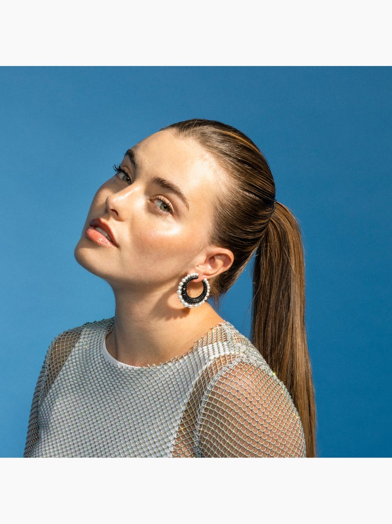 Boucles d'oreilles en argent 925 et zirconium onyx plaqué Rhodium - Othas Noir - Kiabi