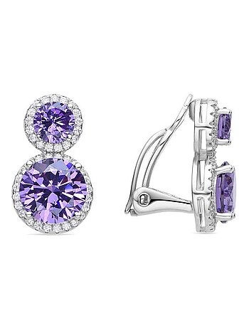 Boucles d'oreilles en argent 925 et zirconium rhodié - Pruka