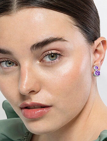 Boucles d'oreilles en argent 925 et zirconium rhodié - Pruka