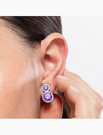Boucles d'oreilles en argent 925 et zirconium rhodié - Pruka