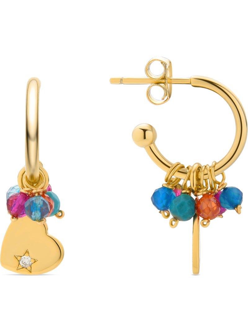 Boucles d'oreilles en argent 925 Luxenter avec cristaux multicolores finis et plaqué or 18k - Sten Multicolore - Kiabi
