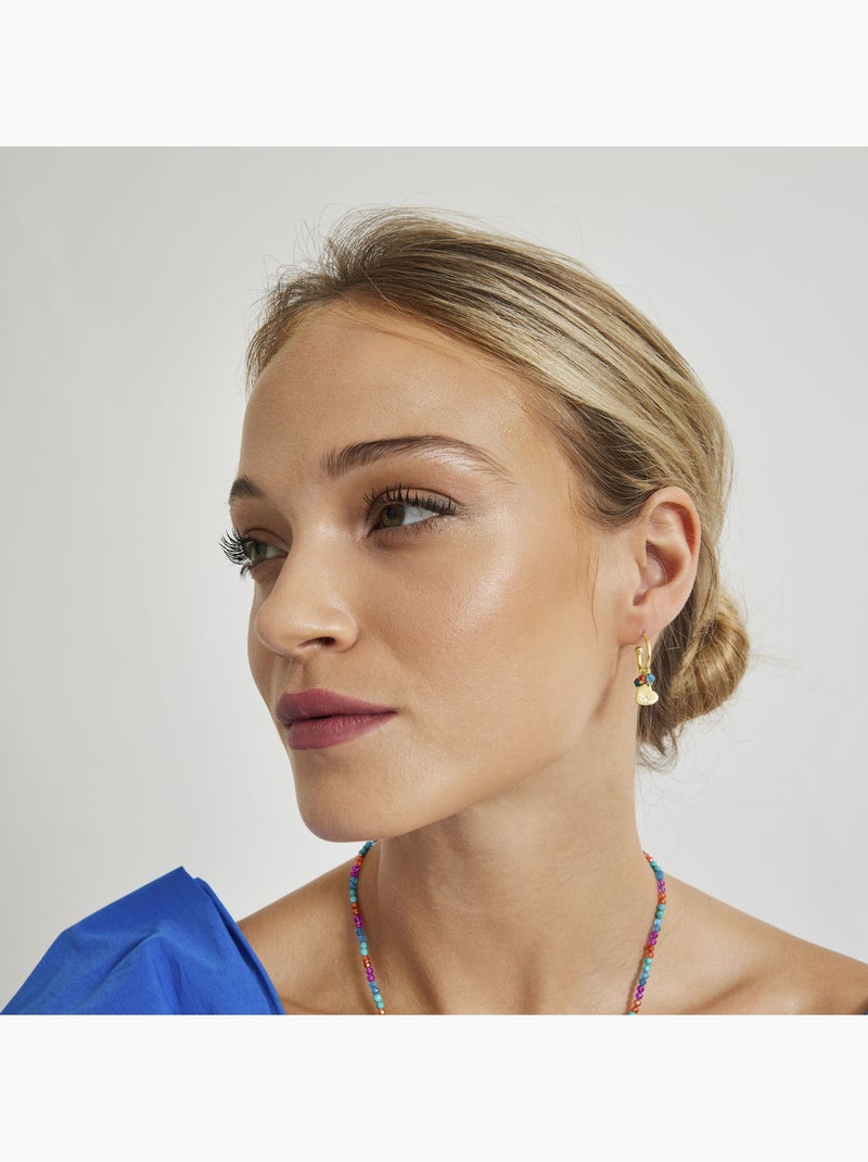 Boucles d'oreilles en argent 925 Luxenter avec cristaux multicolores finis et plaqué or 18k - Sten Multicolore - Kiabi