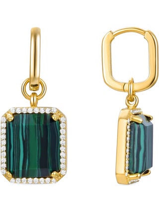 Boucles d'oreilles en argent 925 Luxenter avec Malachite finie en or jaune 18K - Kakan