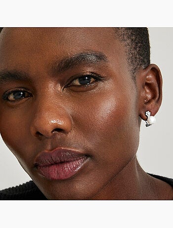 Boucles d'oreilles en argent 925 Luxenter avec perle blanche rhodiée - Altul