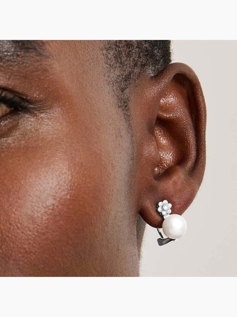 Boucles d'oreilles en argent 925 Luxenter avec perle blanche rhodiée - Altul Argent - Kiabi
