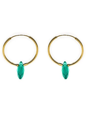 Boucles d'oreilles en argent 925 Luxenter avec quartz hydrothermal vert et plaqué or 18k-Vanshy