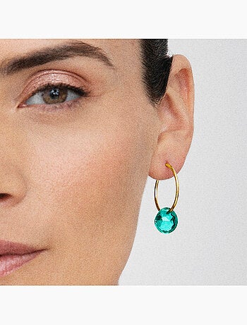 Boucles d'oreilles en argent 925 Luxenter avec quartz hydrothermal vert et plaqué or 18k-Vanshy