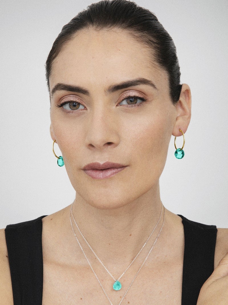 Boucles d'oreilles en argent 925 Luxenter avec quartz hydrothermal vert et plaqué or 18k-Vanshy Violet - Kiabi