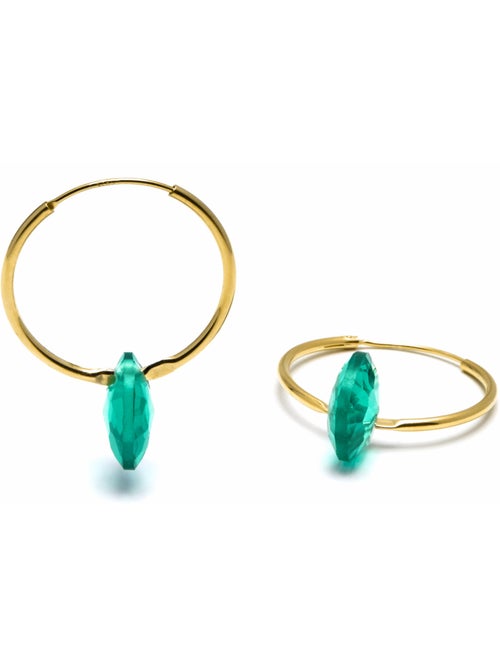 Boucles d'oreilles en argent 925 Luxenter avec quartz hydrothermal vert et plaqué or 18k-Vanshy - Kiabi