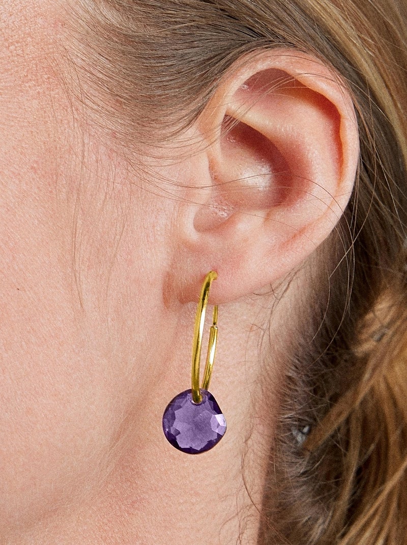 Boucles d'oreilles en argent 925 Luxenter avec quartz hydrothermal violet et plaqué or 18k-Vanshy Vert - Kiabi