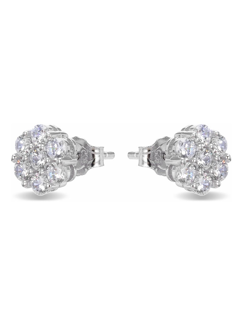 Boucles d'oreilles en argent 925 Luxenter avec zircon brillant rhodié - Hudur Blanc - Kiabi