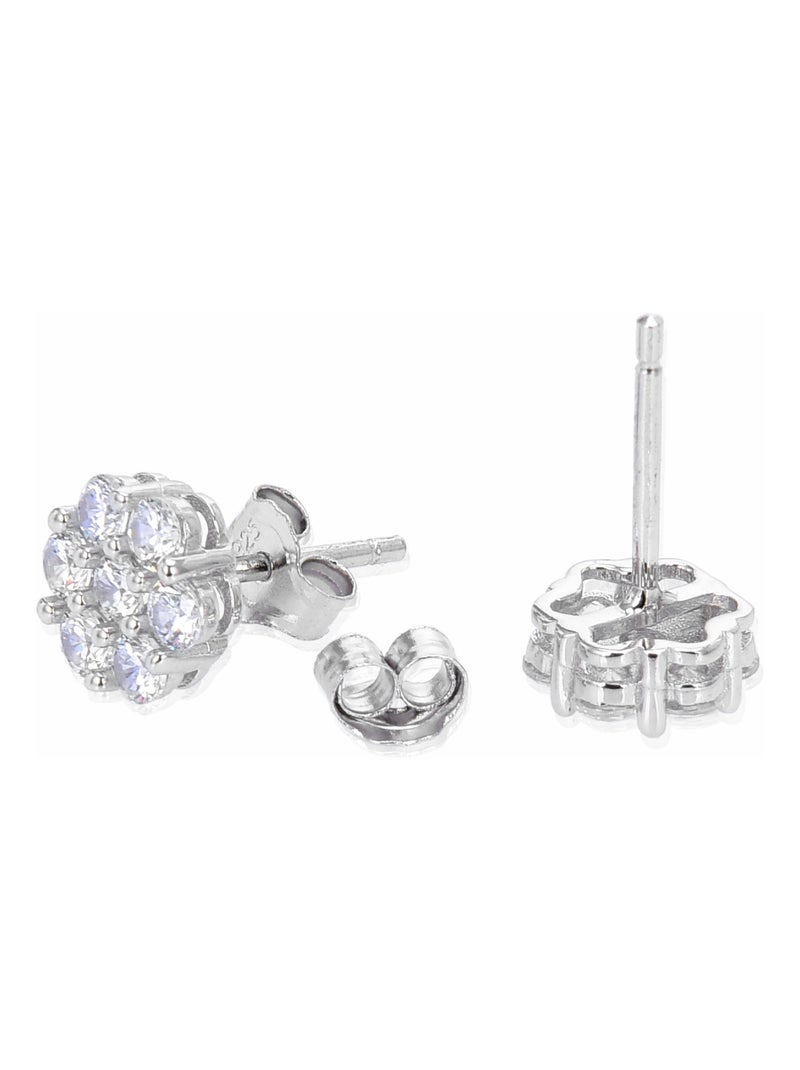 Boucles d'oreilles en argent 925 Luxenter avec zircon brillant rhodié - Hudur Blanc - Kiabi