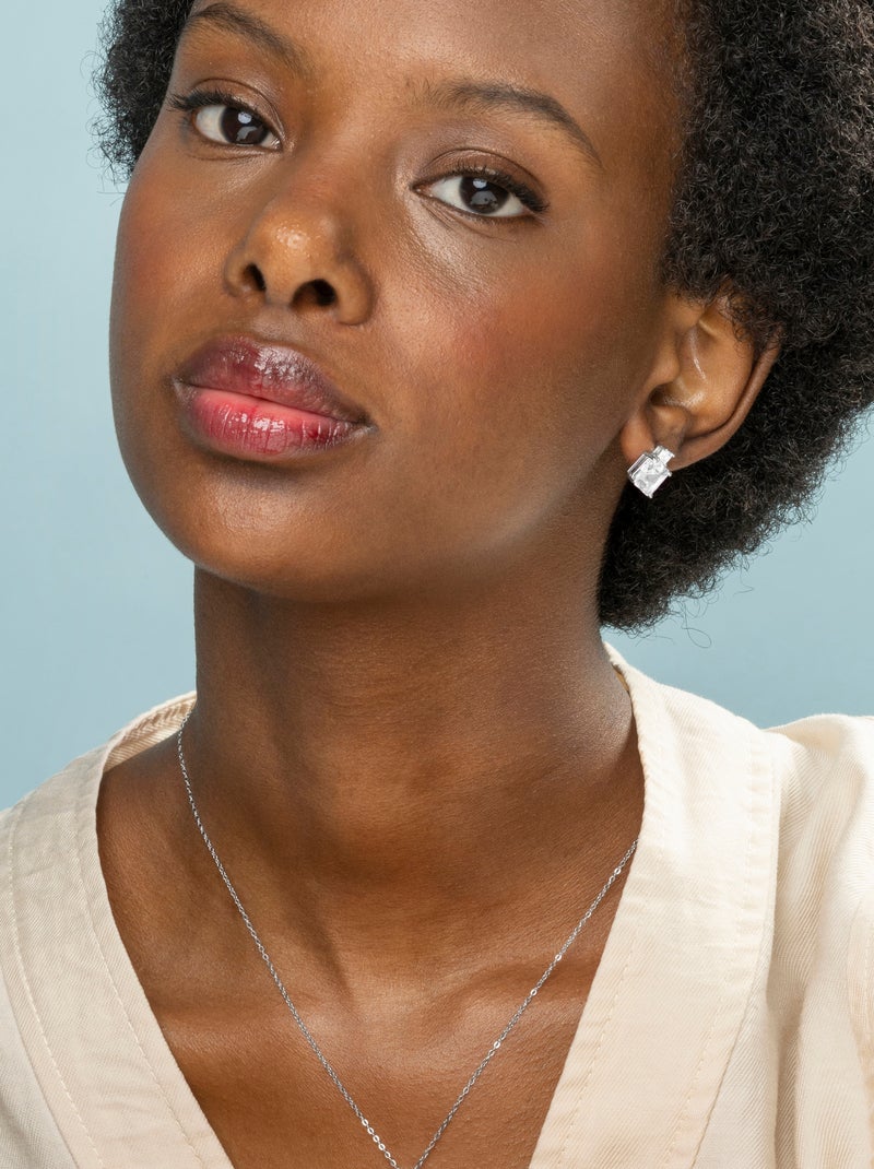 Boucles d'oreilles en argent 925 Luxenter avec zircon brillant rhodié - Lizba Blanc - Kiabi