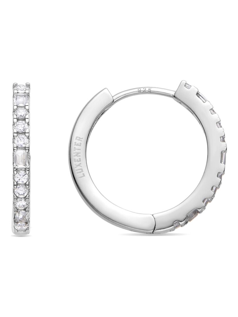 Boucles D'oreilles Pendantes Argent .925, Zircon Carré Blanc – Neuf Sans Boîte