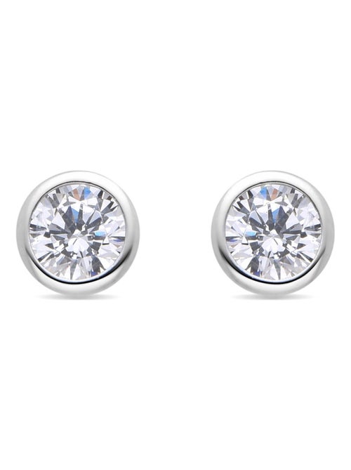 Boucles d'oreilles en argent 925 Luxenter avec zircon brillant rhodié - Redder - Kiabi